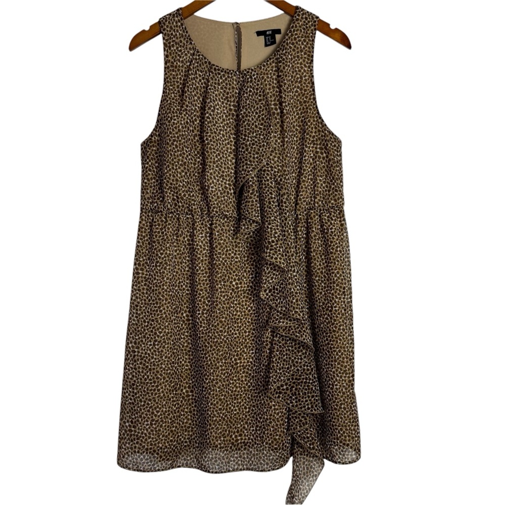 H&M Sleeveless Ruffle Dress in Animal Print Size 10